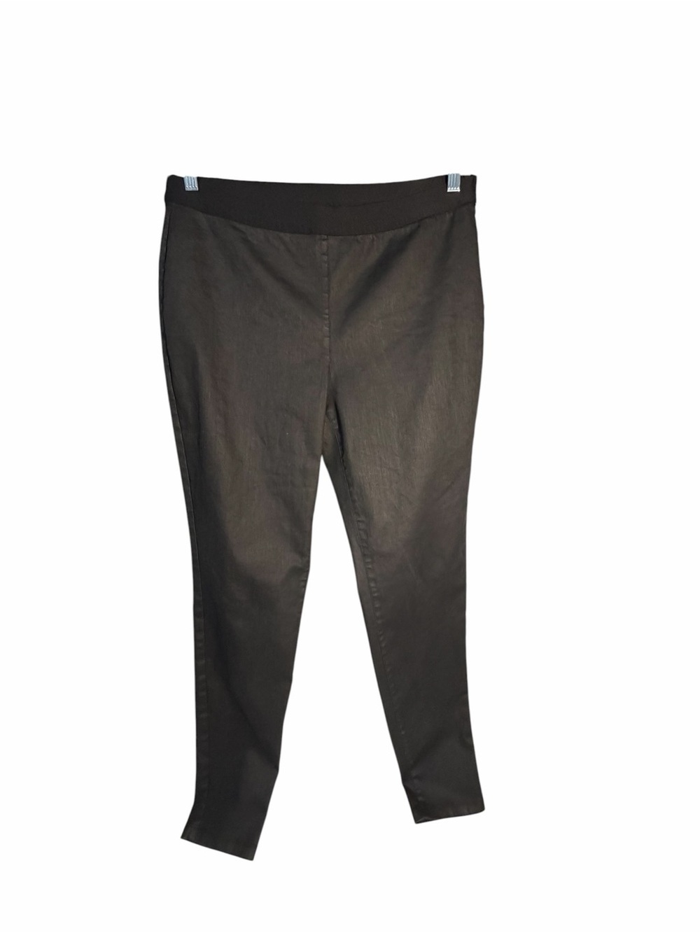Eileen Fisher Coated Organic Cotton Legging Pull On Pants Black Sz Lrg